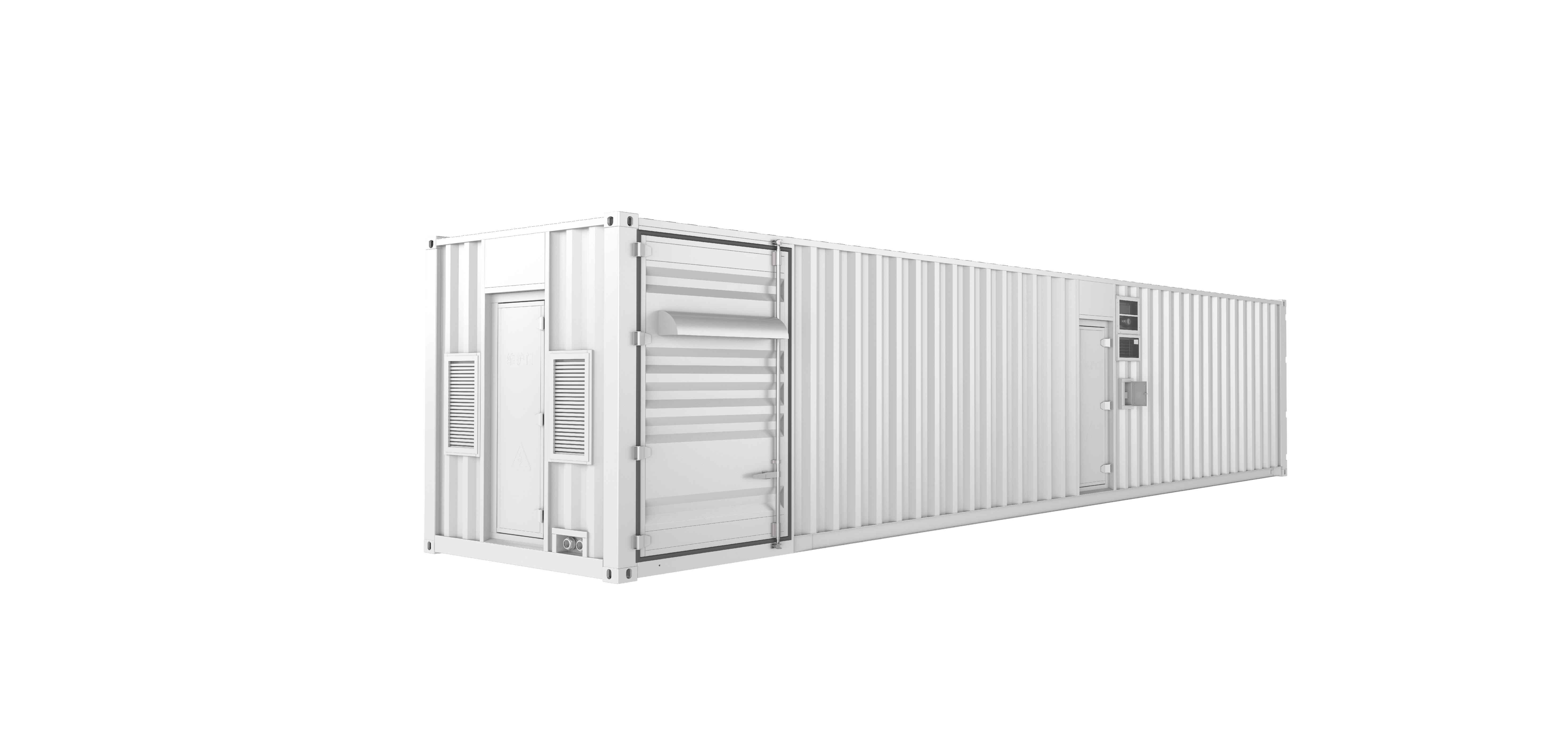 5MWh固态系统柜组装现场图，多个大型柜体并排安装，专业施工人员操作，现代化厂房环境